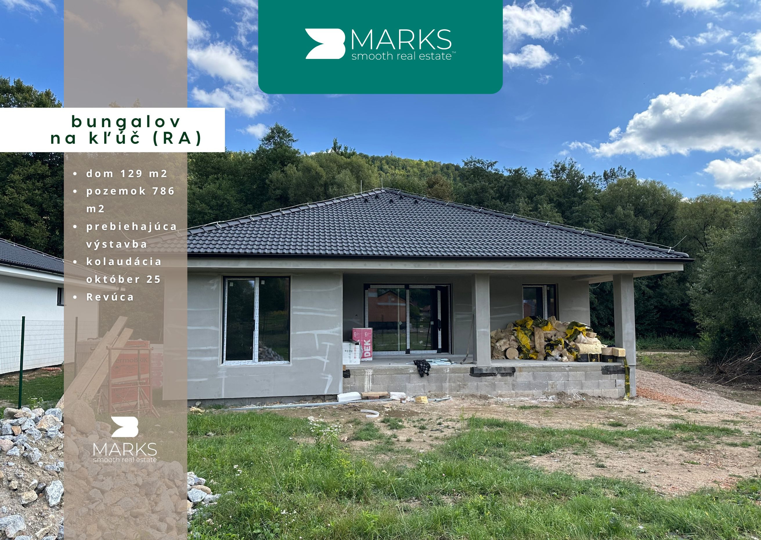 AKTUALIZOVANÉ -4 izbový bungalov na kľúč v tvare L s pozemkom 786 m²